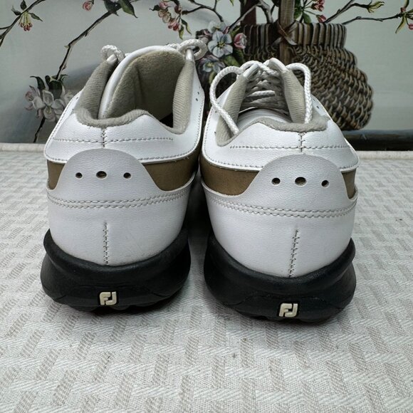 FootJoy Womens Size 8.5M Green Joys Golf Shoes White & Tan Leather - Picture 4 of 8